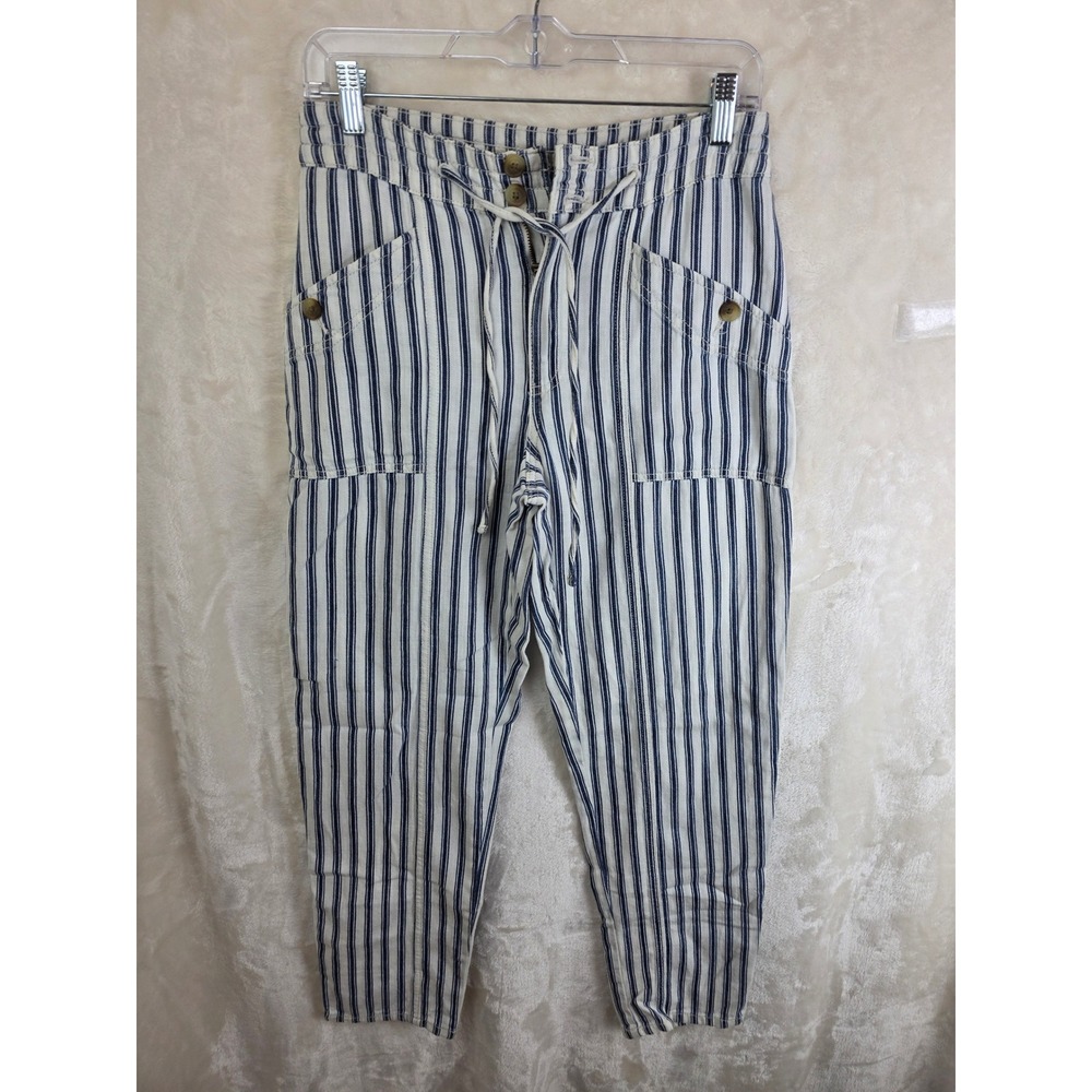 American Eagle Blue White Striped Utility Pants Womens 4 Regular‎ Cotton Cargo